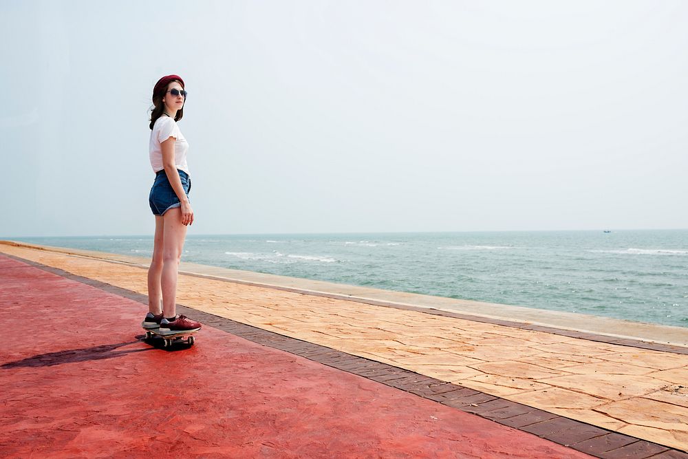 Skateboard Recreational Pursuit Summer Beach Holiday Concept