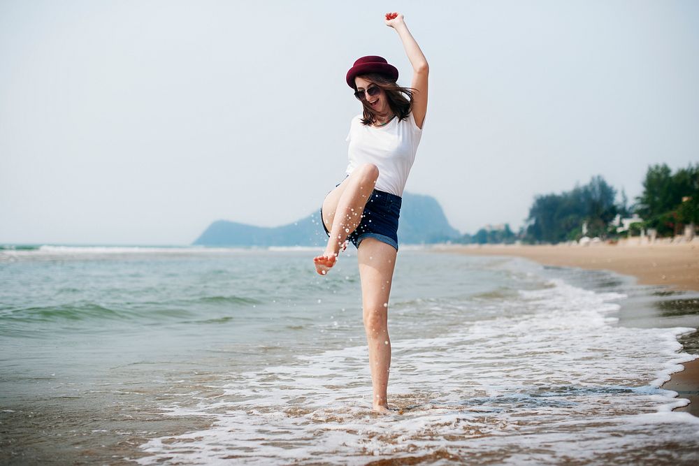 Woman Freedom Beach Happiness Concept