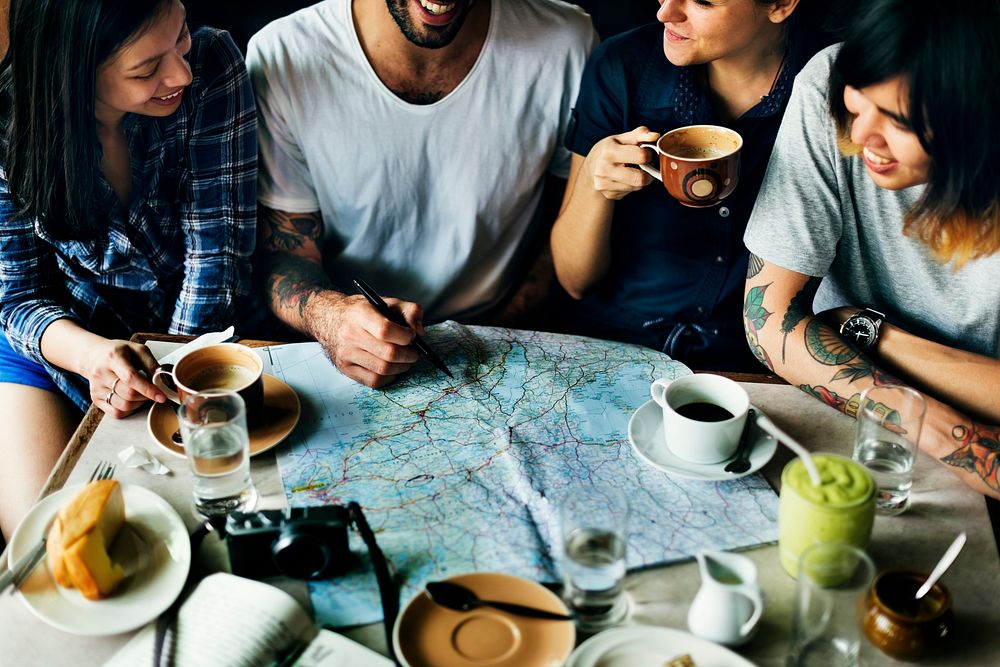 Camping Coffee PLanning Togetherness Happiness Concept