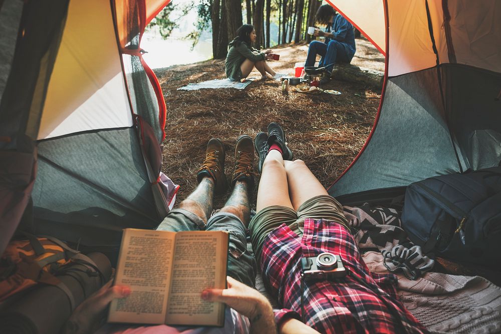 Friends Camping Relax Vacation Weekend Concept