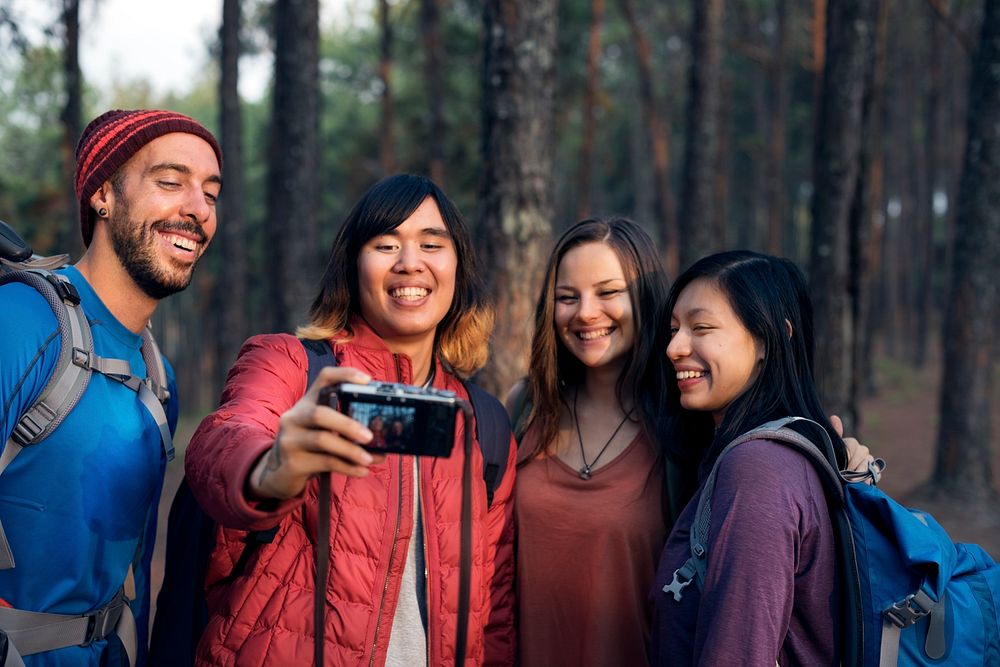 People Friendship Hangout Traveling Destination Trekking Camera Selfie Concept
