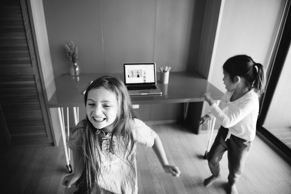 Kids Dancing Practice Computer Concept