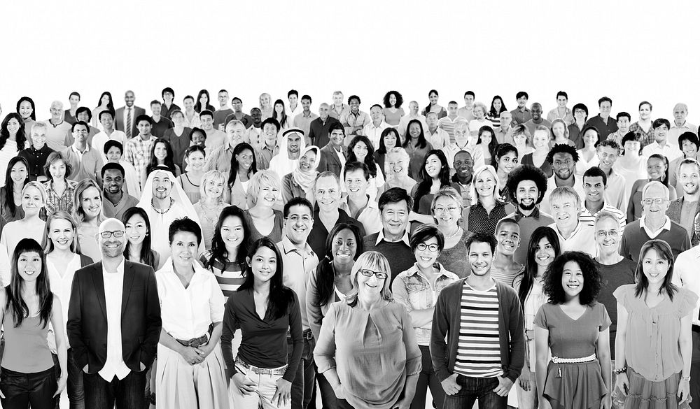 Group of diverse people studio