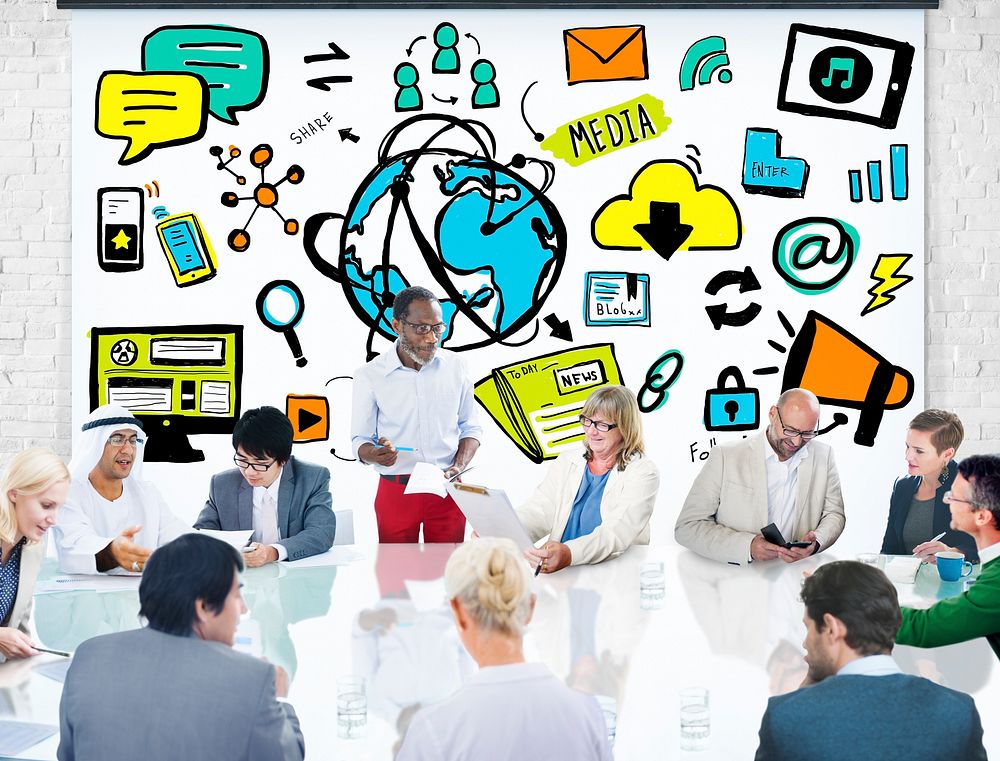 Business People Global Media Brainstorming Meeting Concept