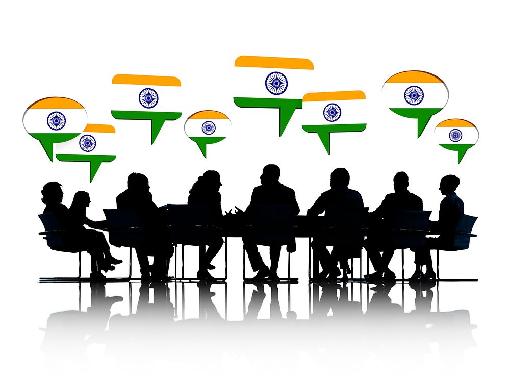 Group Of Business People Talking And Discussing About India