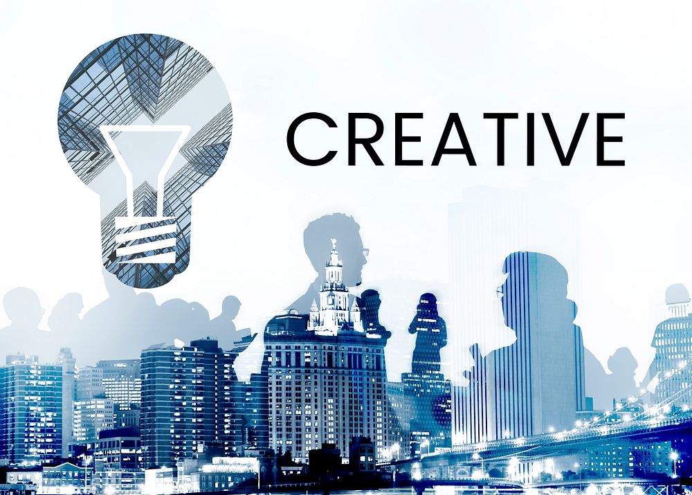 People with graphic of creative ideas digital technology light bulb