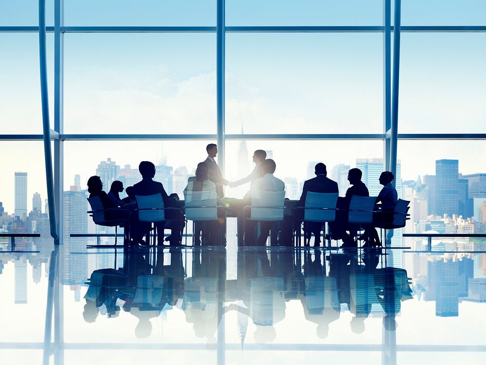 Silhouette of Business Person in a Board Room