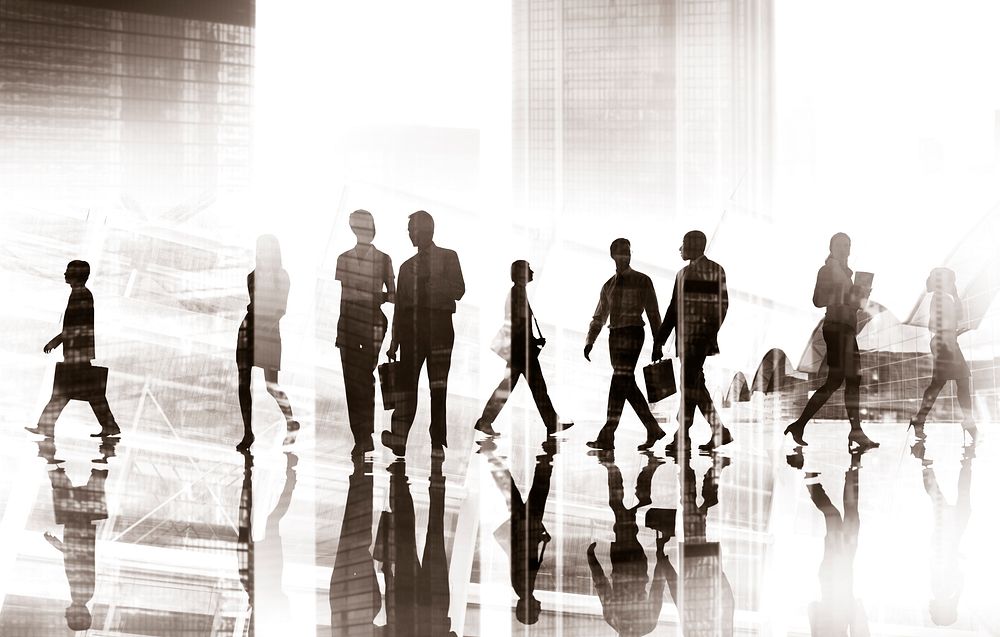 Silhouette Business People Traveling Cityscape Commuter Concept