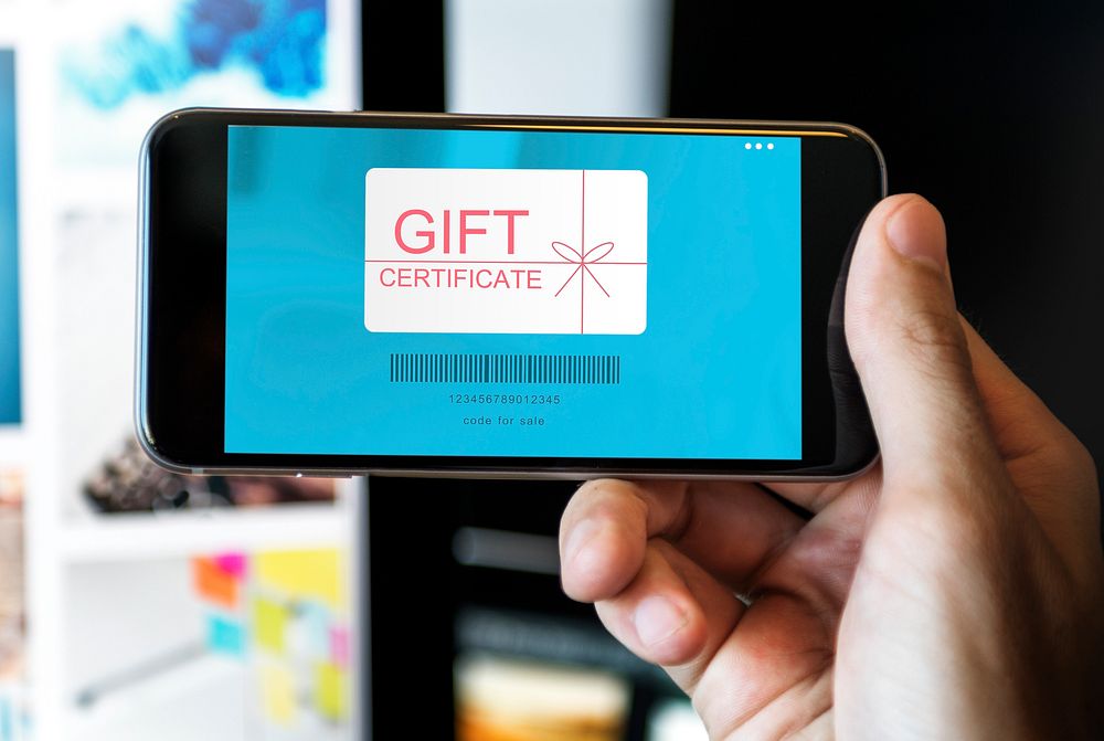 Gift certificate on a mobile phone screen