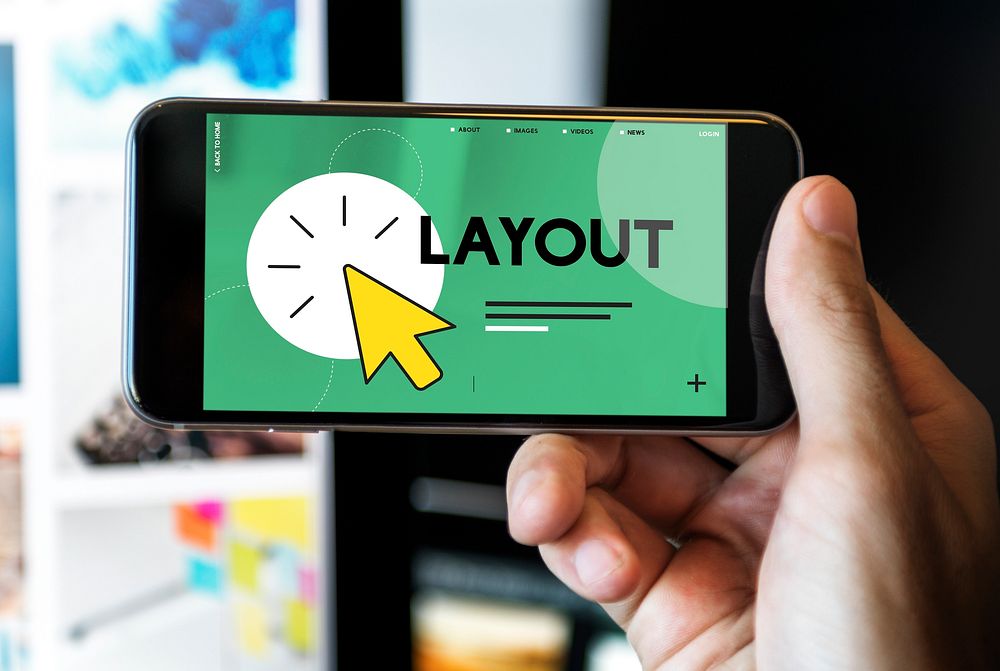Layout template with mouse pointer icon