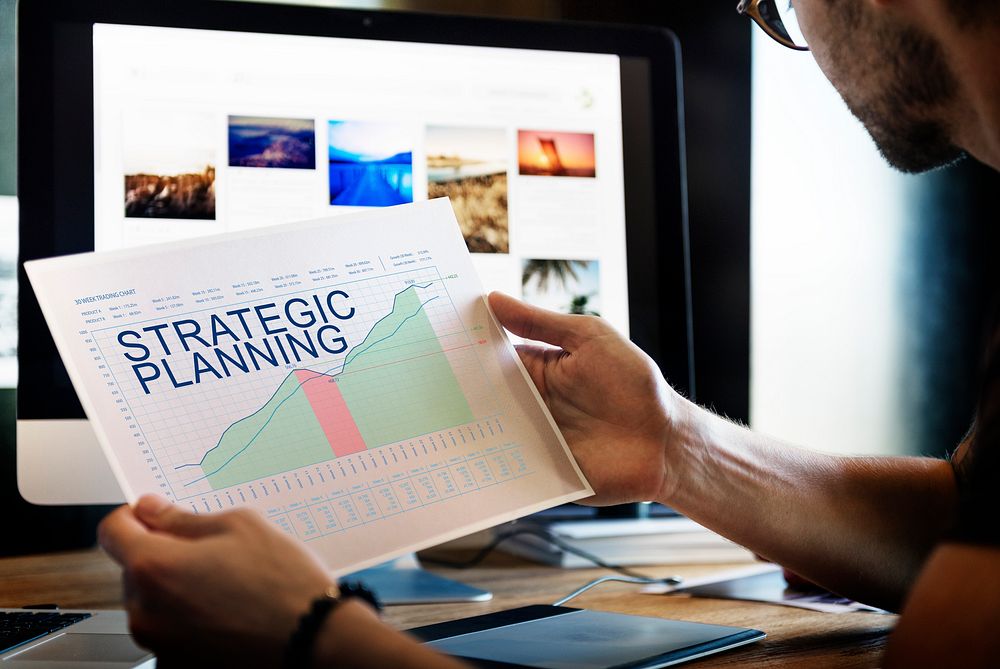 Strategic Plan Graphs Business Marketing Goals concept