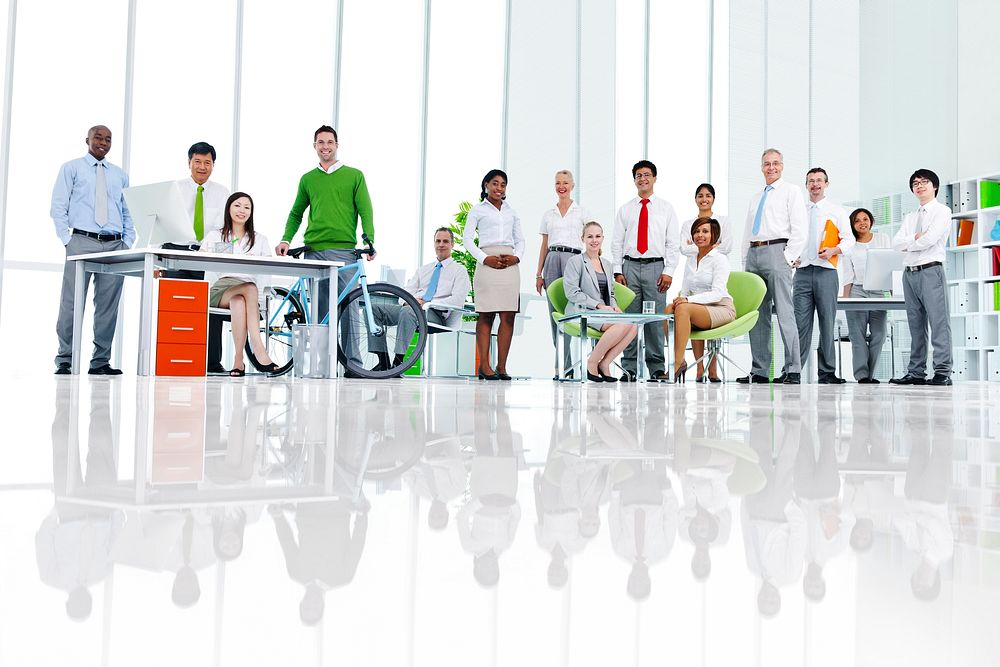 Business people in a green office