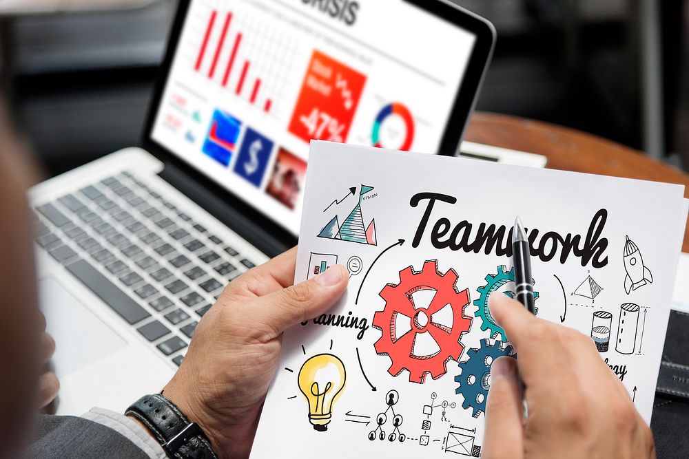 Teamwork Collaboration Unity Corporate Gear Concept