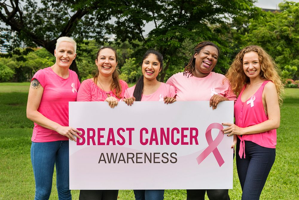 Women wearing pink for breast cancer awareness