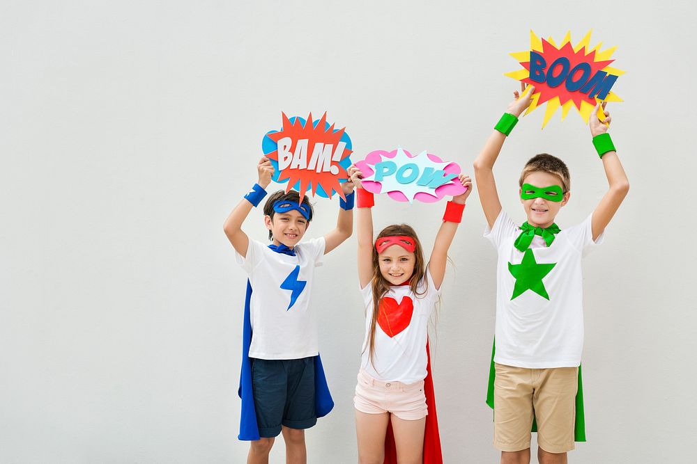 Superheroes Kids Costume Bubble Comic Concept