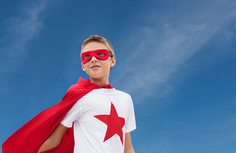 Superhero Boy Imagination Freedom Happiness Concept