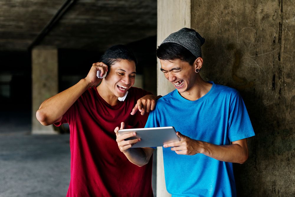 Teenager Sharing Streaming Lifestyle Listening Concept