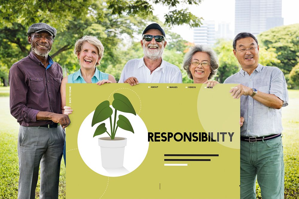 Group of senior people going green in the park