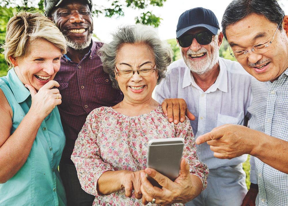 Group Of Senior Retirement Using Digital Lifestyle Concept