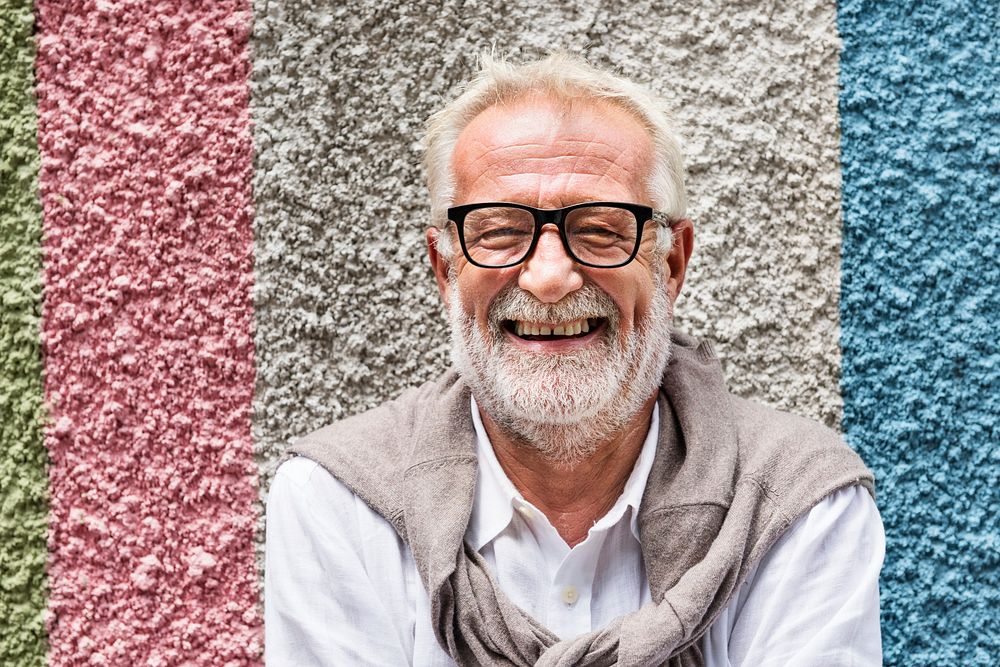 Senior Handsome Man Smiling Happiness Concept