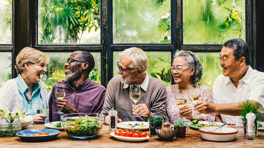 Senior Group Relax Lifestyle Dinning Concept