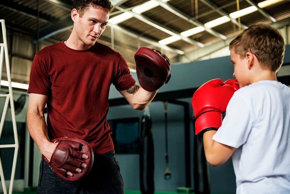 Boy Training Boxing Exercise Movement Concept