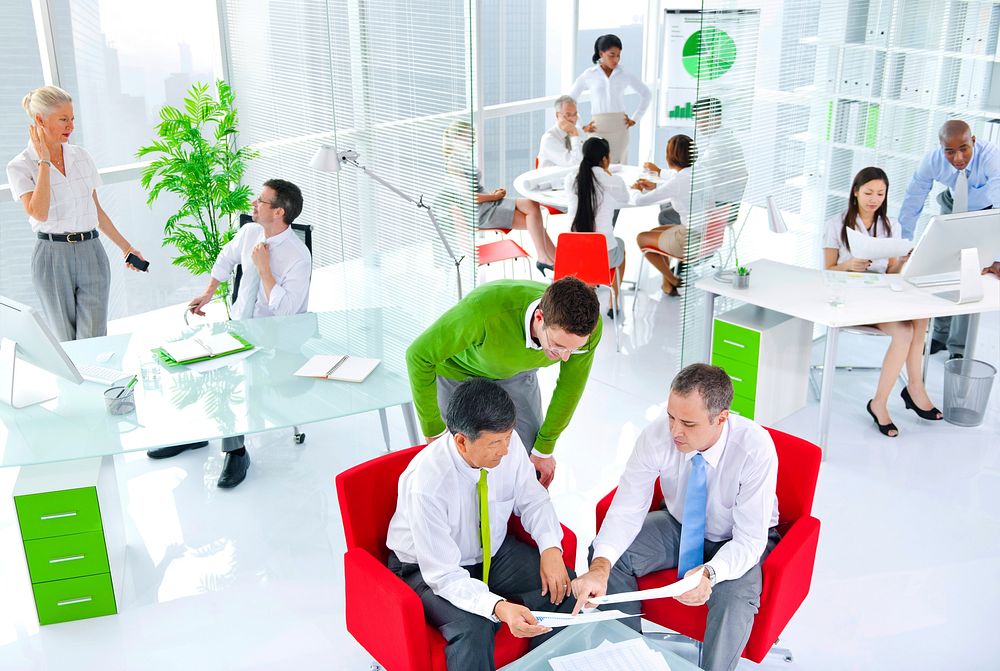 Business people working in a green office