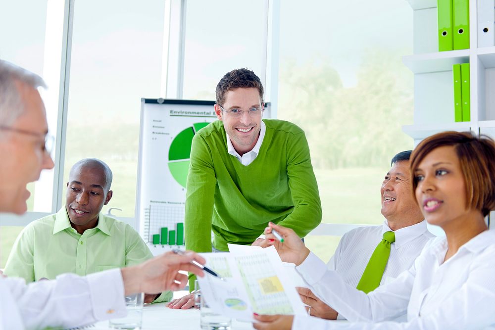 Business people in a corporate green office