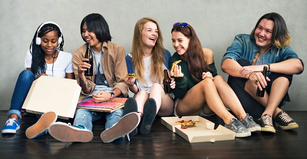 People Friendship Togetherness Pizza Activity Youth Culture Concept