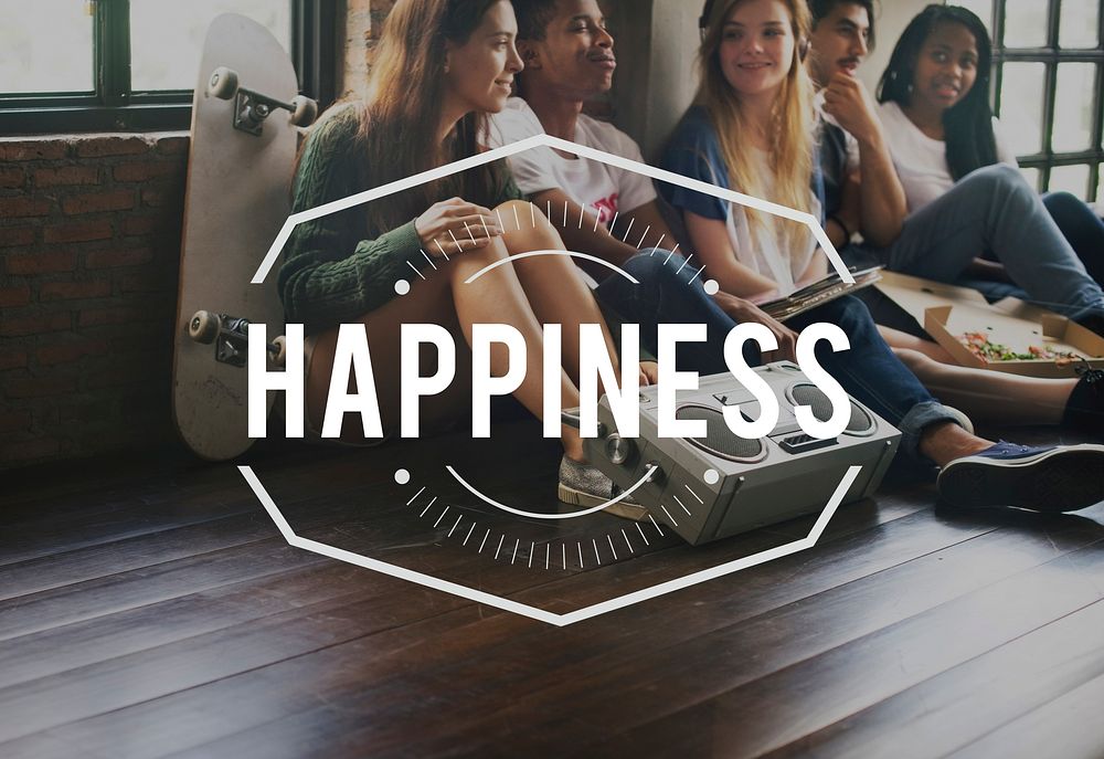 Happiness Vintage Vector Graphic Concept