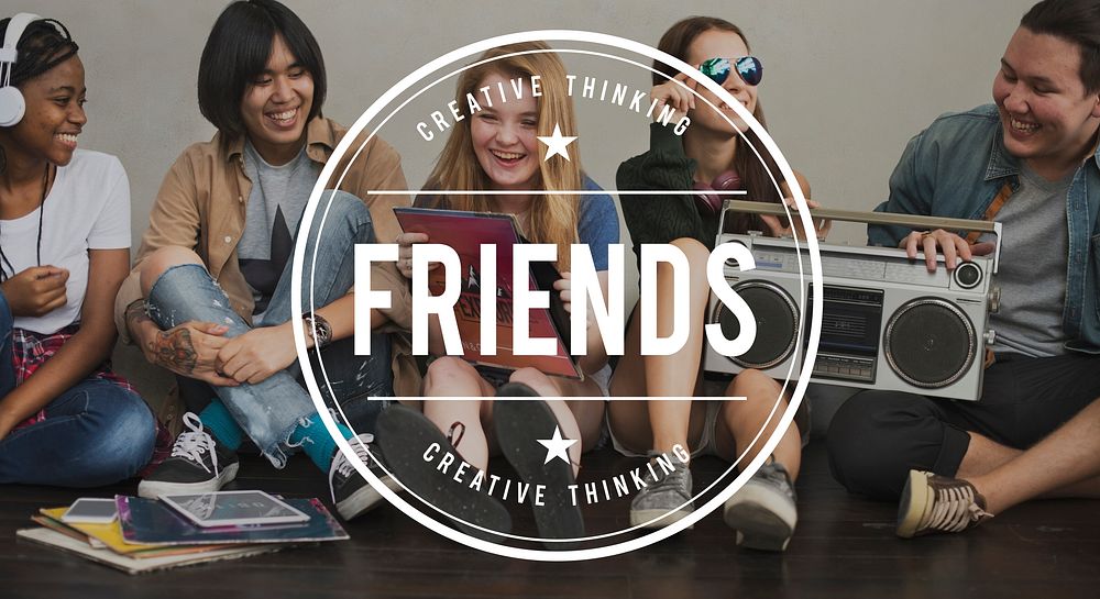 Friends Vintage Vector Graphic Concept | Premium Photo - rawpixel