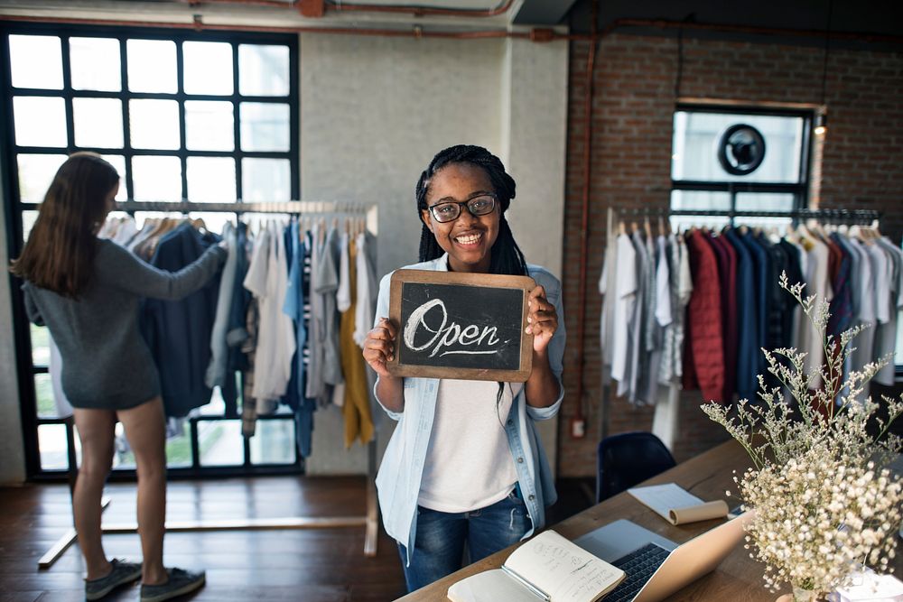 Girl working in a clothing shop