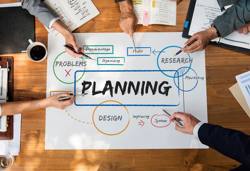 Business planning process diagram chart
