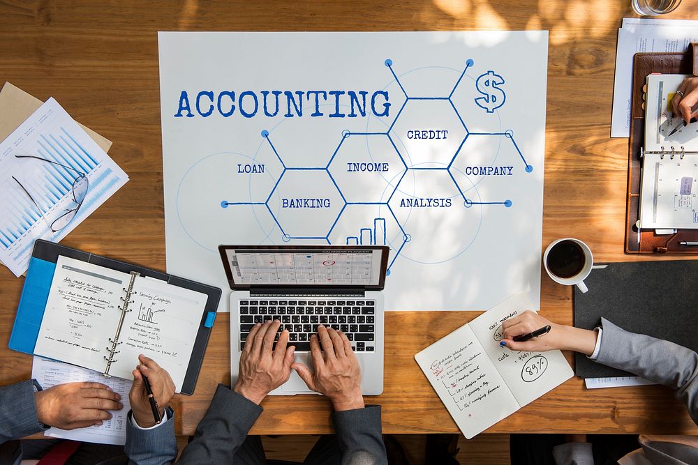 Accounting and marketing diagram on the table