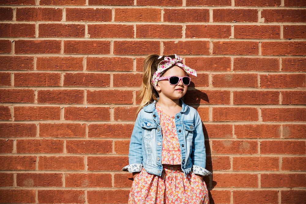 Adorable little girl fashionista street style