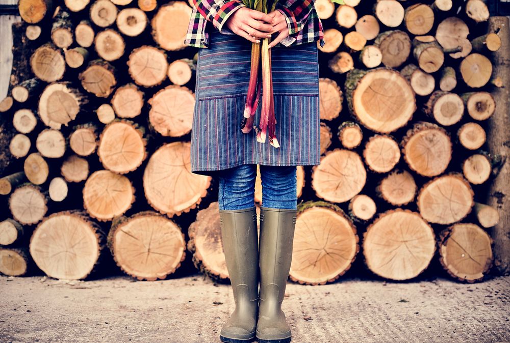 Farmer with timbers background