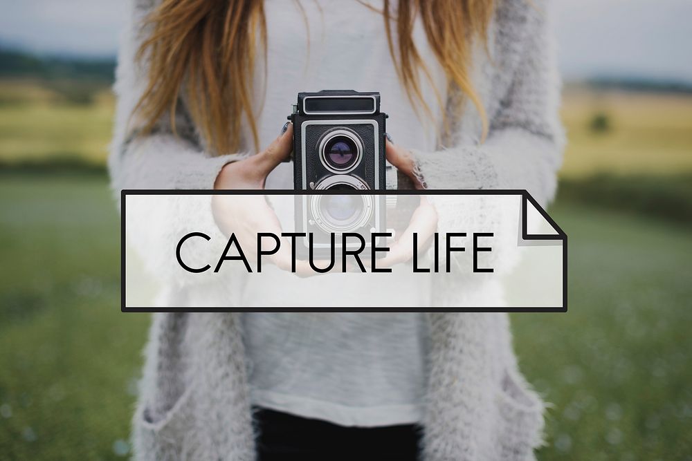 Capture life through lens photography word overlay