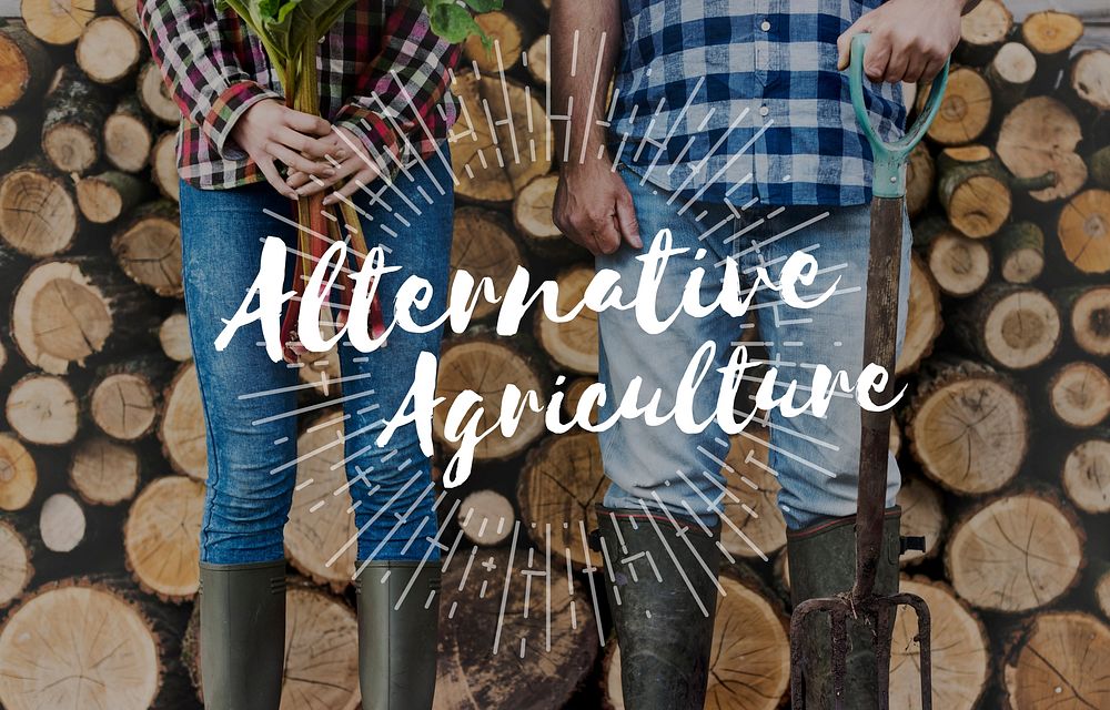 alternative agriculture word on plants background