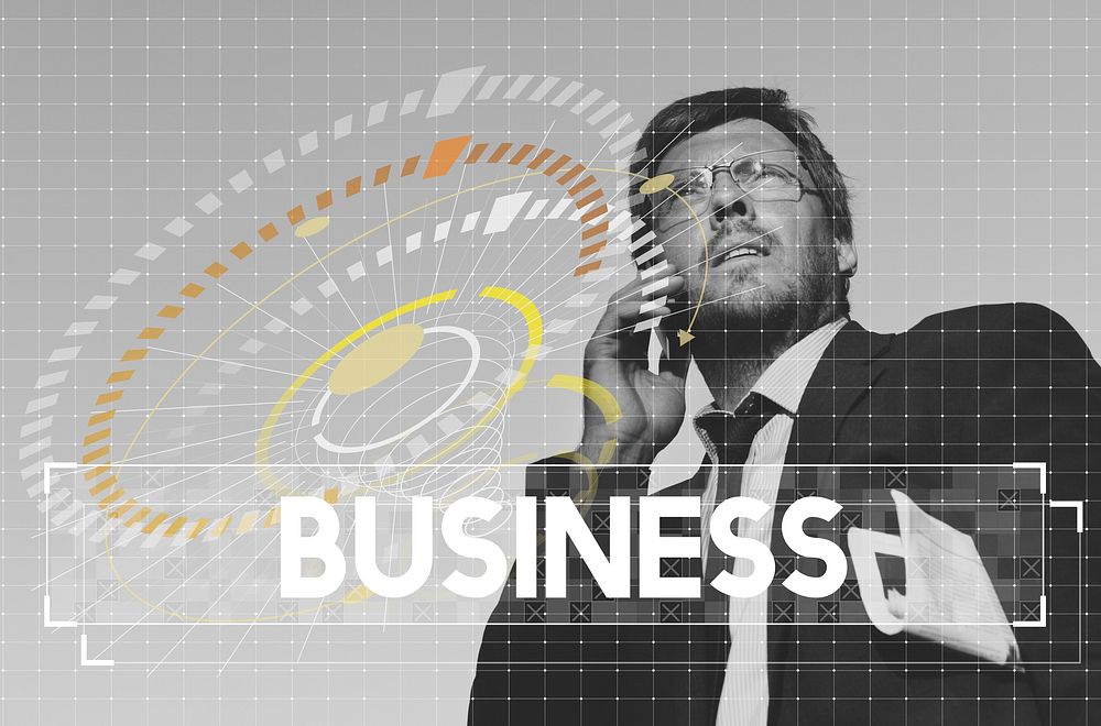 Businessman busy on call network graphic