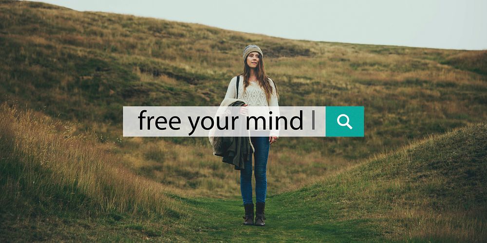 Free yourself phrase text people outdoors
