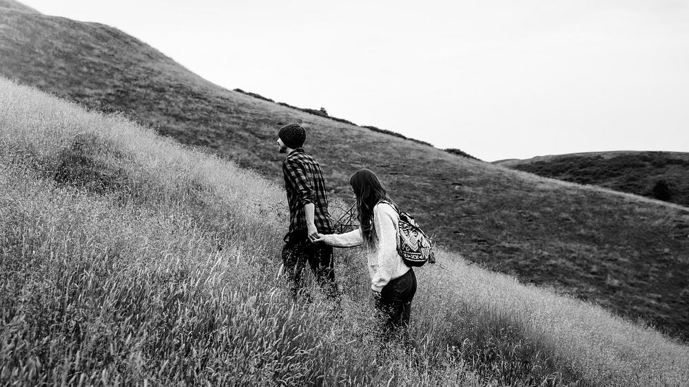 People Holding Hands Walking Mountain Togetherness Hiking Concept