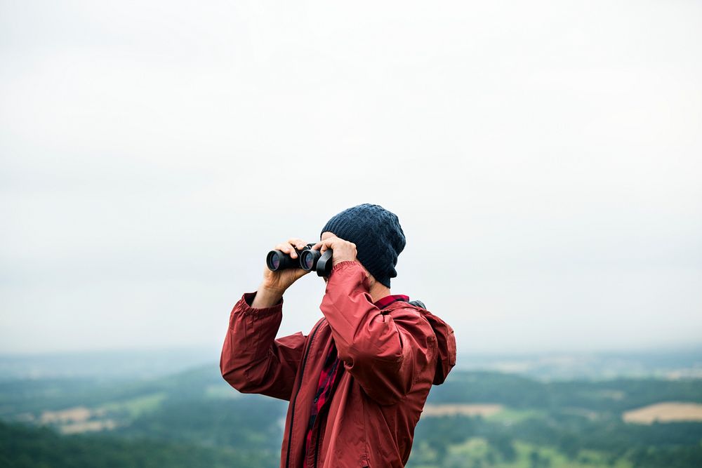 Man using binocular