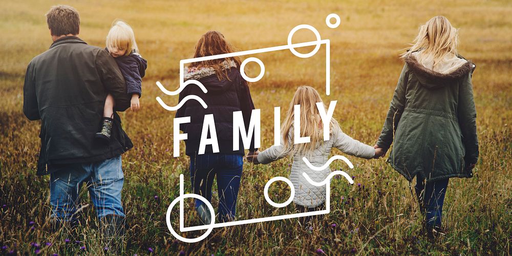 Family Together Outdoors Field Landscape