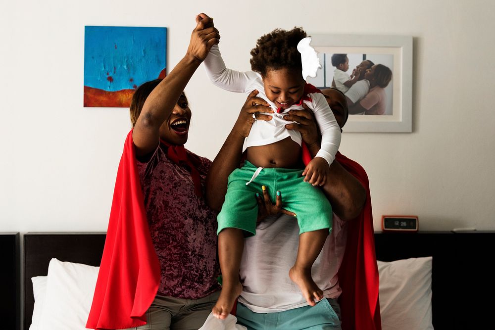 African descent dad raising his child