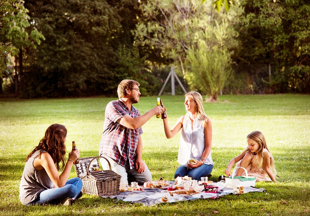 Family Picnic Outdoors Togetherness Relaxation Cheers Concept
