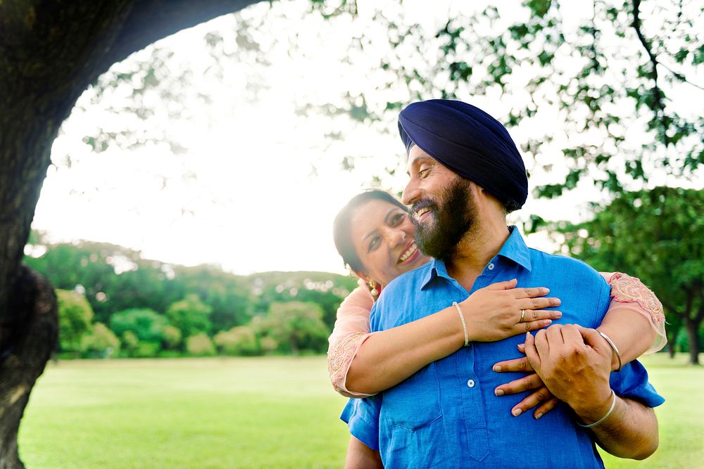 Loving senior Indian couple