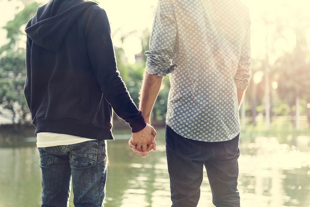 Gay Couple Love Outdoors Concept