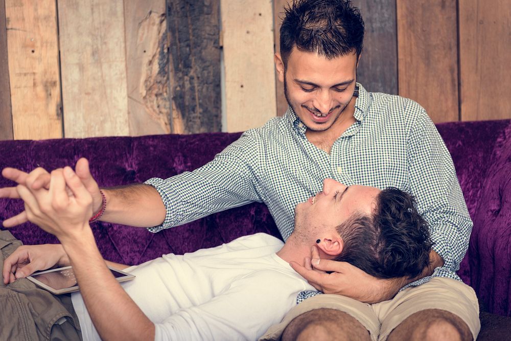Gay Couple Love Home Concept