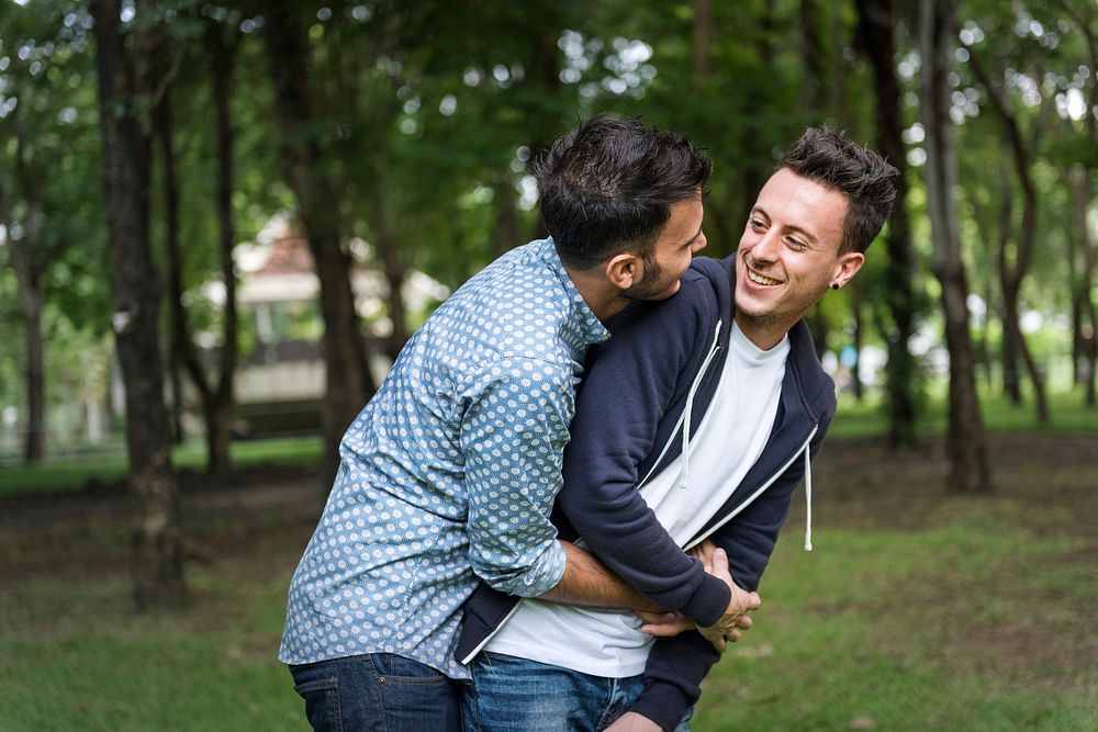 Gay Couple Love Outdoors Concept