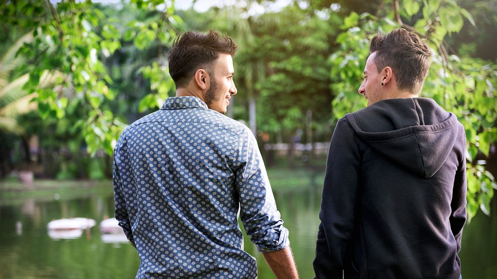 Gay Couple Love Outdoors Concept